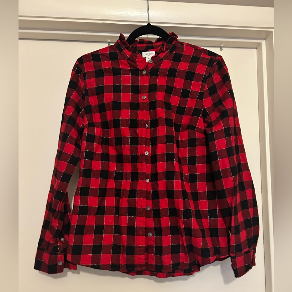 J. Crew Women’s Red and Black Plaid Button Down Shirt
